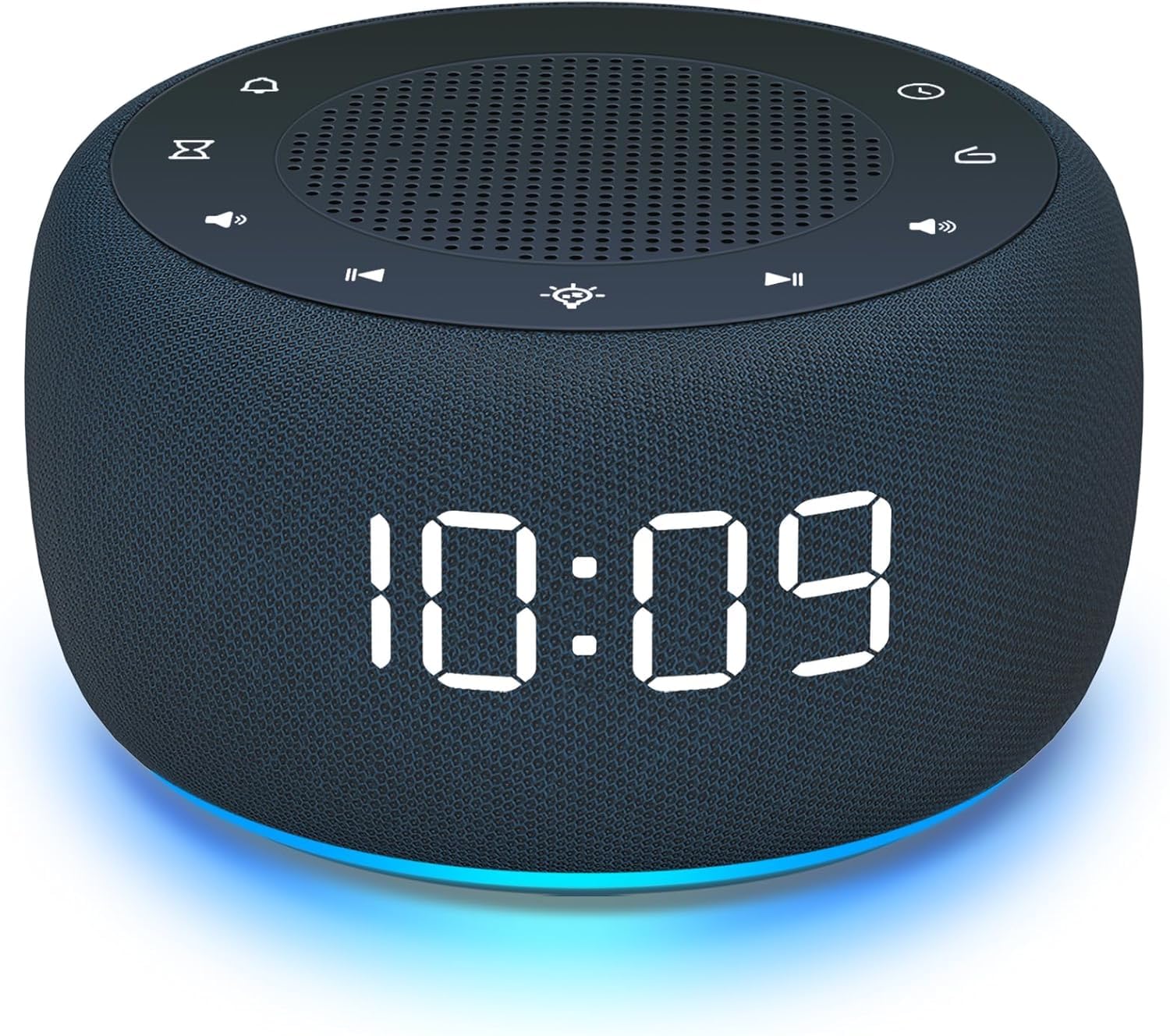 BUFFBEE Radio-réveil pour la Chambre - Son de Haute qualité pour la Radio, veilleuse 7 Couleurs, Affichage Complet avec variateur d'intensité pour la Table de Nuit (Bleu Marine)