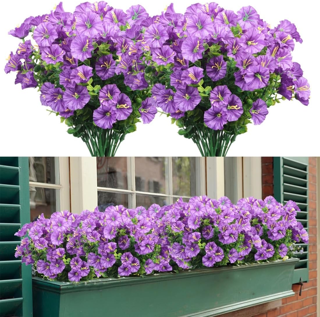 22 Bundles Artificial Butterfly Orchid Flowers, Fake Artificial Phalaenopsis UV Resistant No Fade Faux Plastic Plants for Wedding Bridle Bouquet Outdoor Home Garden Kitchen Office Vase(Purple)