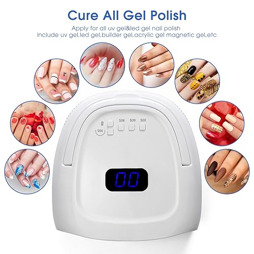Miniatura 3 de Lámpara de uñas LED UV recargable, luz LED UV de 60 W para uñas de gel, sensor automático y 4 ajustes de temporizador, herramientas profesionales de