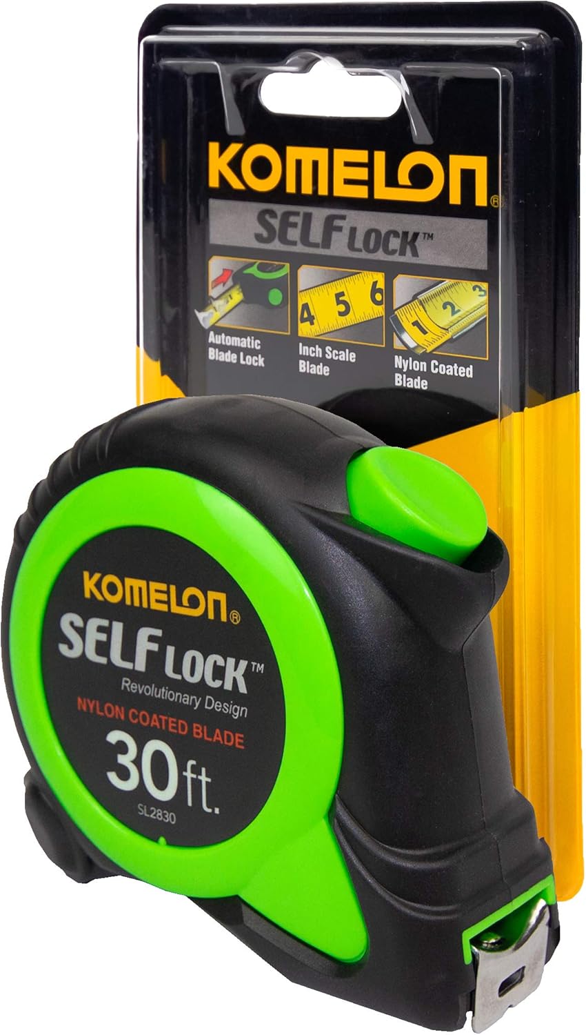 Komelon 30-FT Tape Measure with Self Locking Blade, Retractable (SL2830)