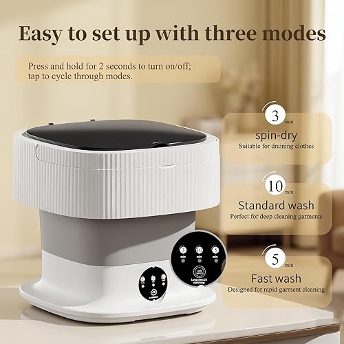 Miniatura 3 de Mini máquina de lavandería, diseño plegable con ventosas para una mayor estabilidad, solución de lavandería compacta para dormitorios, apartamentos,