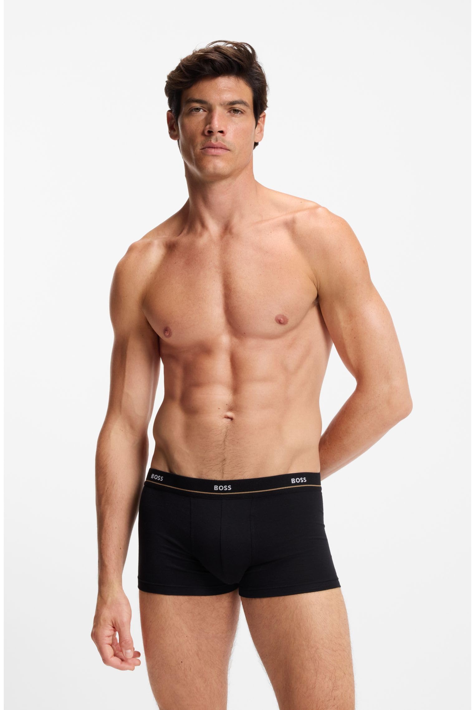 BOSS Herren Trunk 5P Essential Fünferpack eng anliegende Boxershorts mit kurzem Bein aus Stretch-Baumwolle mit Logos am Bund