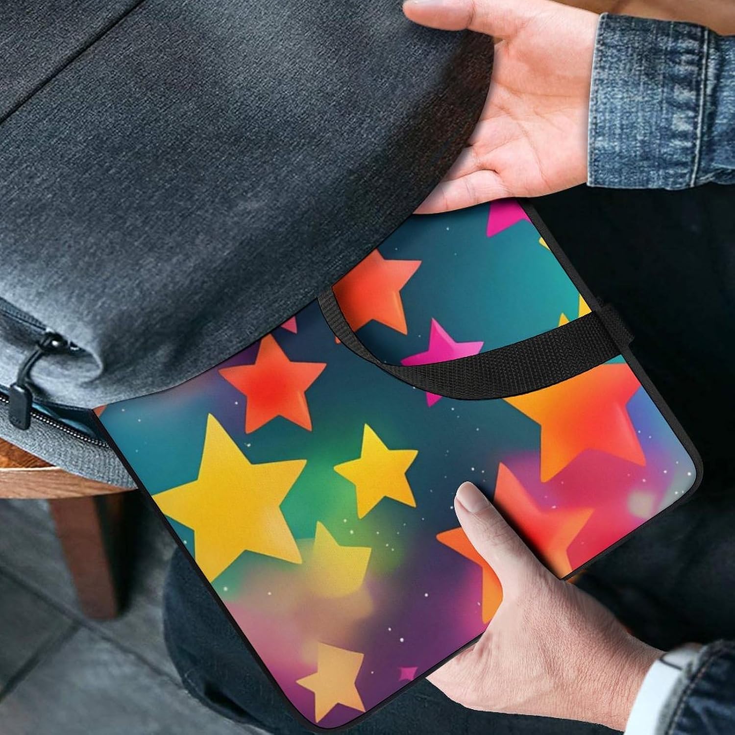 Colorful Rainbow Stars Laptop Bag Durable Laptop Sleeve Water-Resistant Notebook Bag for Computer Or Tablet image 4