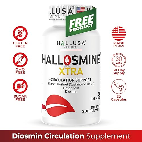 Miniatura 6 de Crema Hallosmine para venas, paquete de 2 + diosmina extra de hallosmina gratis + castaño de indias y hesperidina, circulación de piernas, soporte