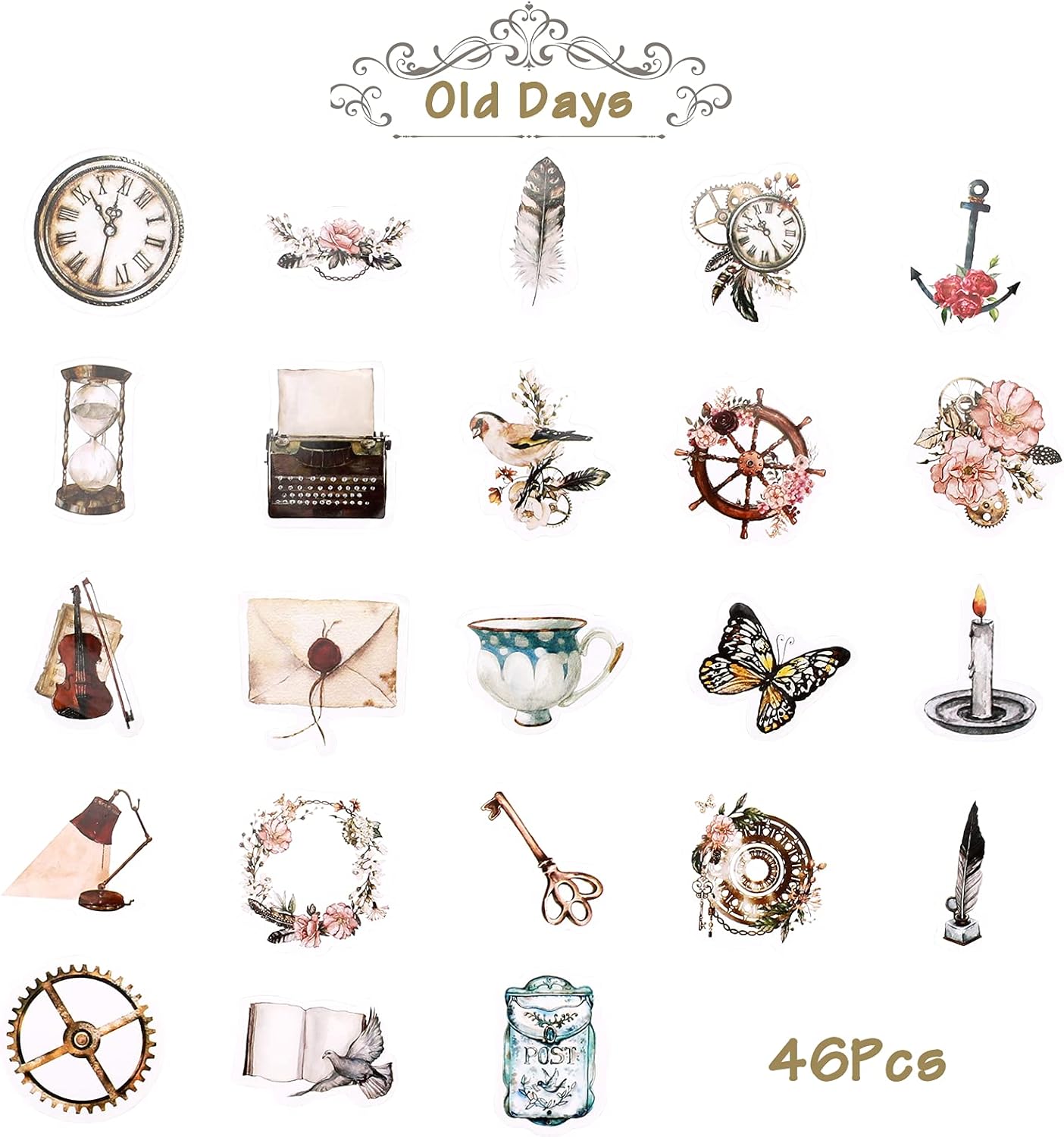 buy 180pcs vintage stickers for scrapbooking mini size stickers for journaling supplies in newspapers stamps and forest animals design mini size retro planner stickers for travel case laptop planners calendars scrapbook suitcase
