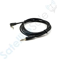 Vista 3 de SatelliteSale Auxiliary 3.5mm Right Angle Audio Jack Male to Male Digital Stereo Aux Cable Universal Wire Black Nylon Cord 3 feet