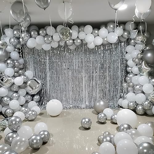 Miniatura 7 de 105 globos metálicos plateados de 12 pulgadas, globos de látex para fiesta de cumpleaños, graduación, baby shower, boda, aniversario, Año Nuevo,