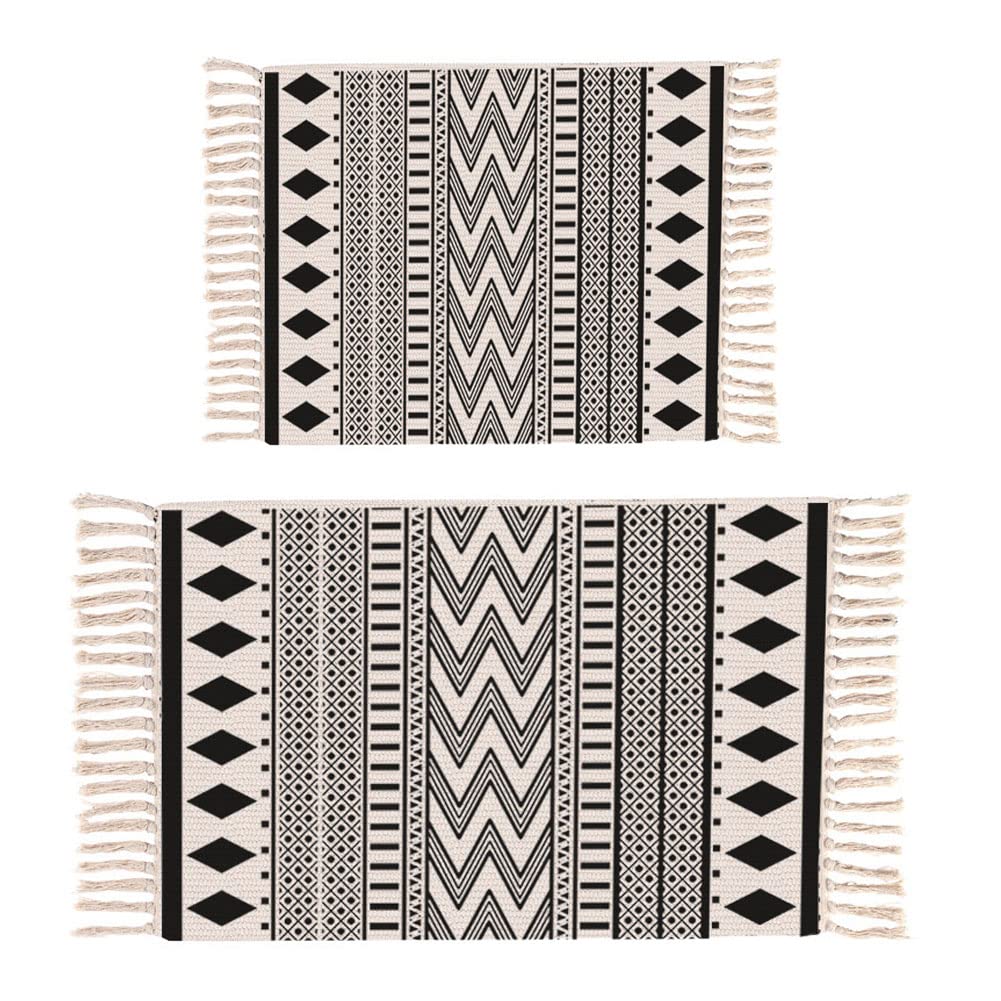 Tappeto da bagno in cotone con nappe, lavabile in tessuto, per cucina, soggiorno, camera da letto, lavanderia, veranda