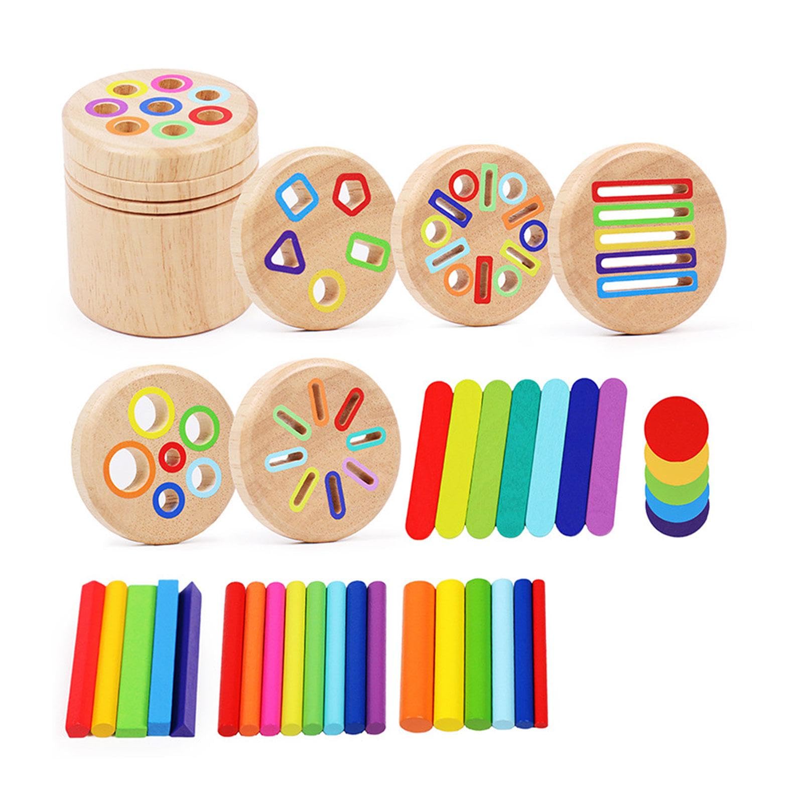Farbzuordnung Stäbchen Holzspielzeug Sortierspiel Lernspielzeug Motorische Fähigkeiten Förderung Pädagogisches Spielzeug für Kinder Ab 2 Jahren, 6 in 1