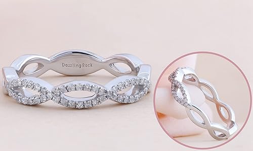 Miniatura 3 de Dazzlingrock Collection Anillo de boda de diamantes redondos de 020 quilates ctw anillo de aniversario para mujer plata de ley