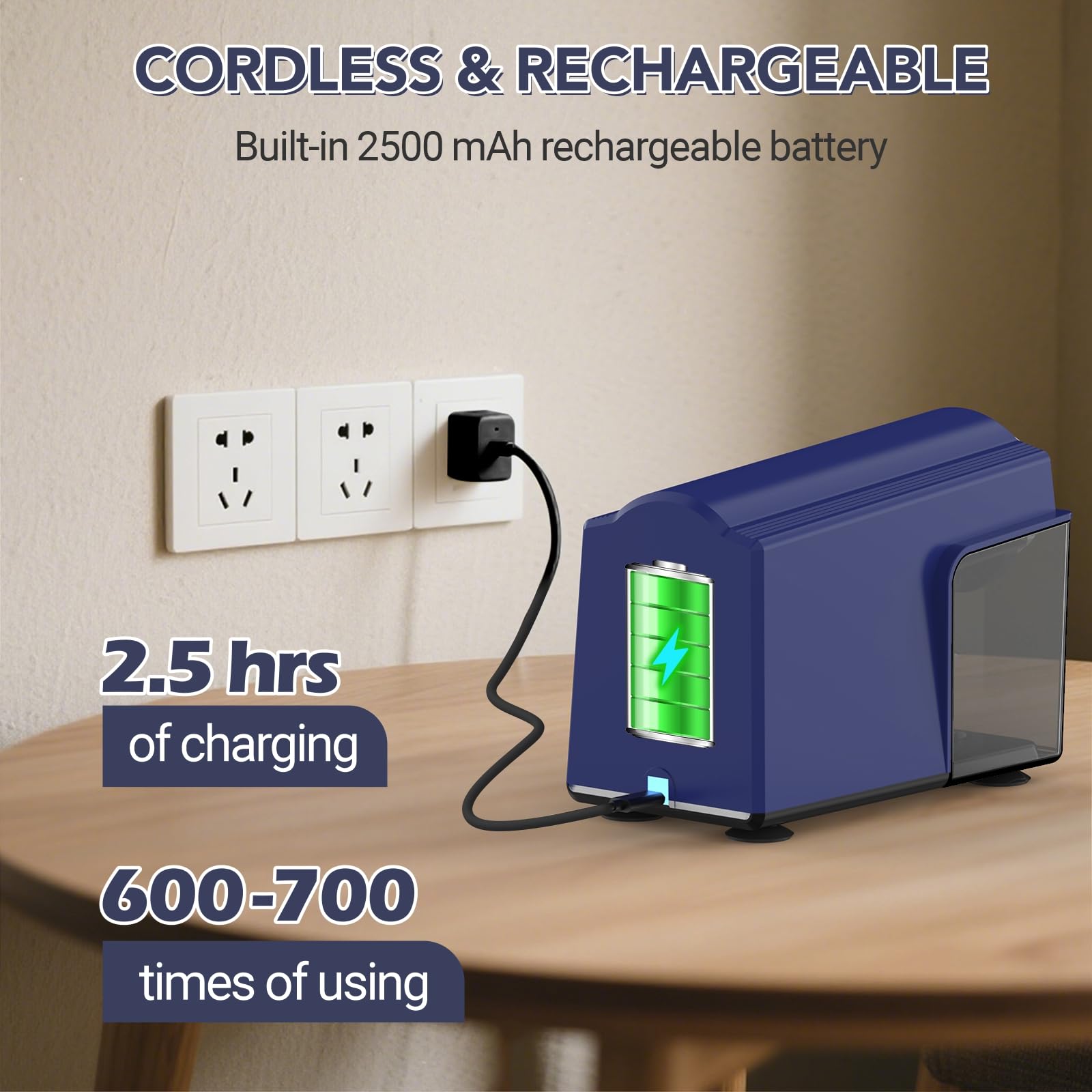 AFMAT Taille-crayon électrique avec récipient, 6 trous, grande capacité, avec boîte pour crayons fins de 6 à 11 mm d'épaisseur, rechargeable, robuste, arrêt automatique, pour bureau, école, artiste