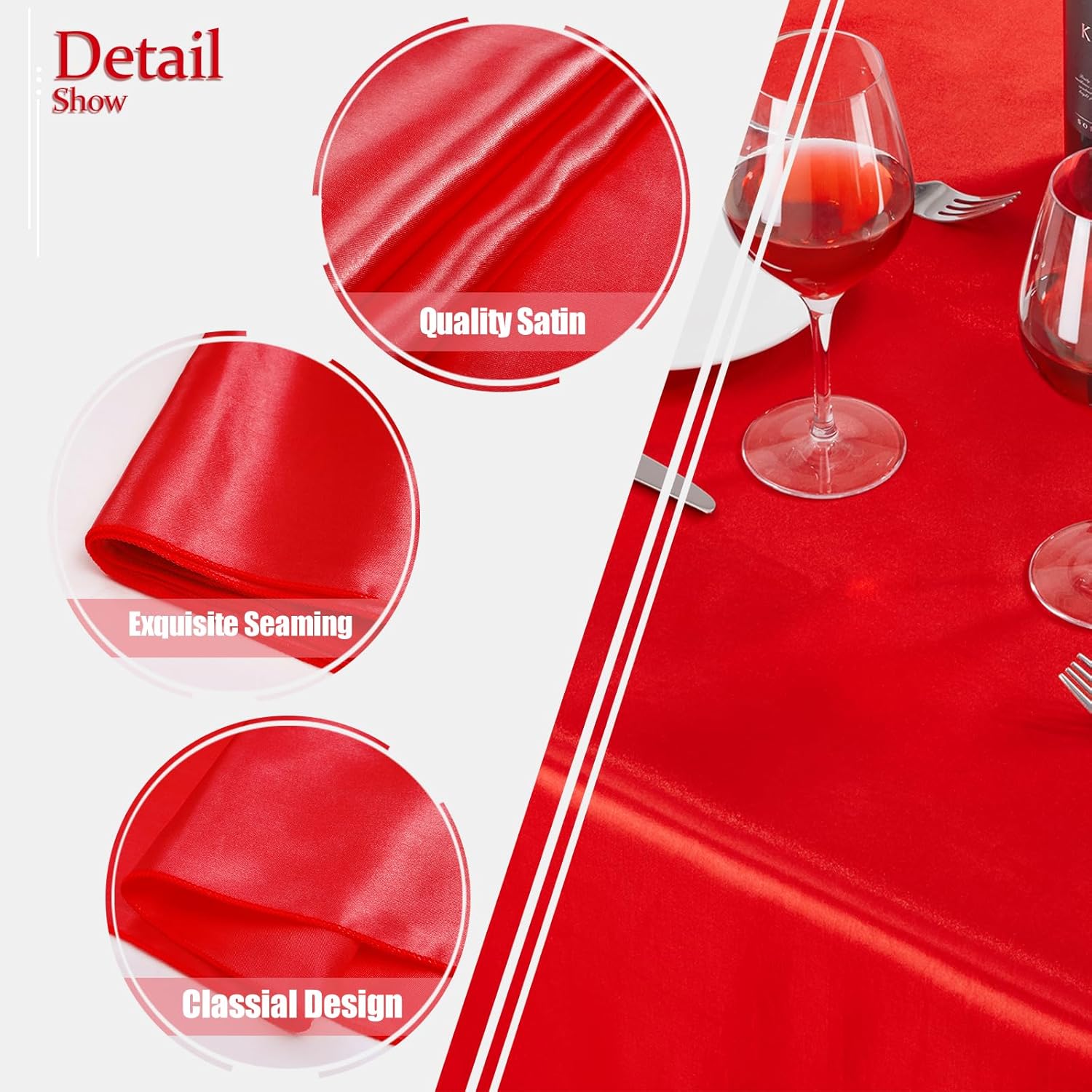 B-COOL Red Satin Tablecloth 2 Pack 57x120inch Rectangle Party Table Overlays for Birthday Holiday Wedding Baby Shower Ceremony