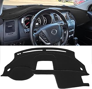 Dash Cover Mat Custom Fit for Nissan Murano with Speaker Cutout Dashboard Cap Pad Carpet Protector K307 (Black)