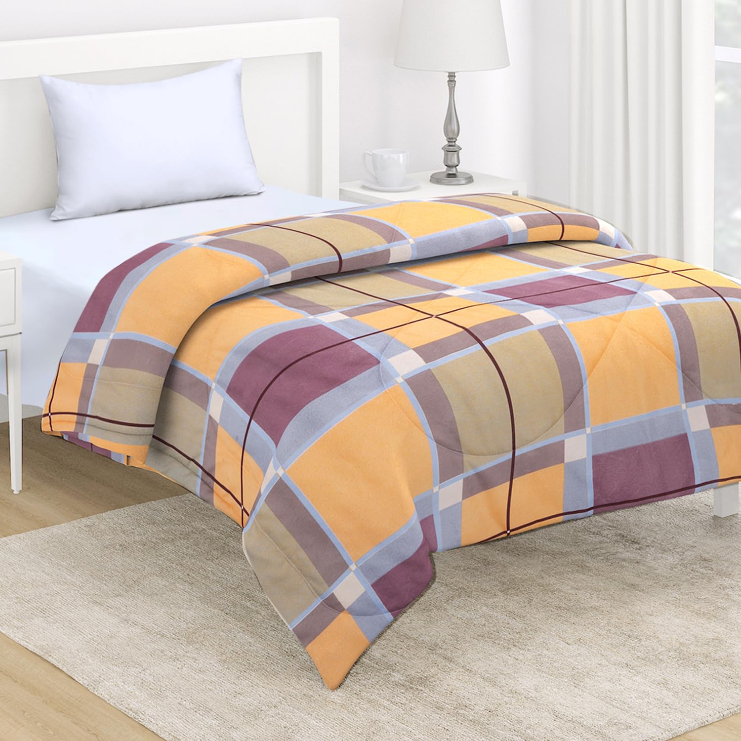 HOKIPO Microfiber Ultra Soft Reversible AC Comforter/Blanket for Single Bed | All Weather Duvet, 220 GSM (IN-571-D7)-image-19