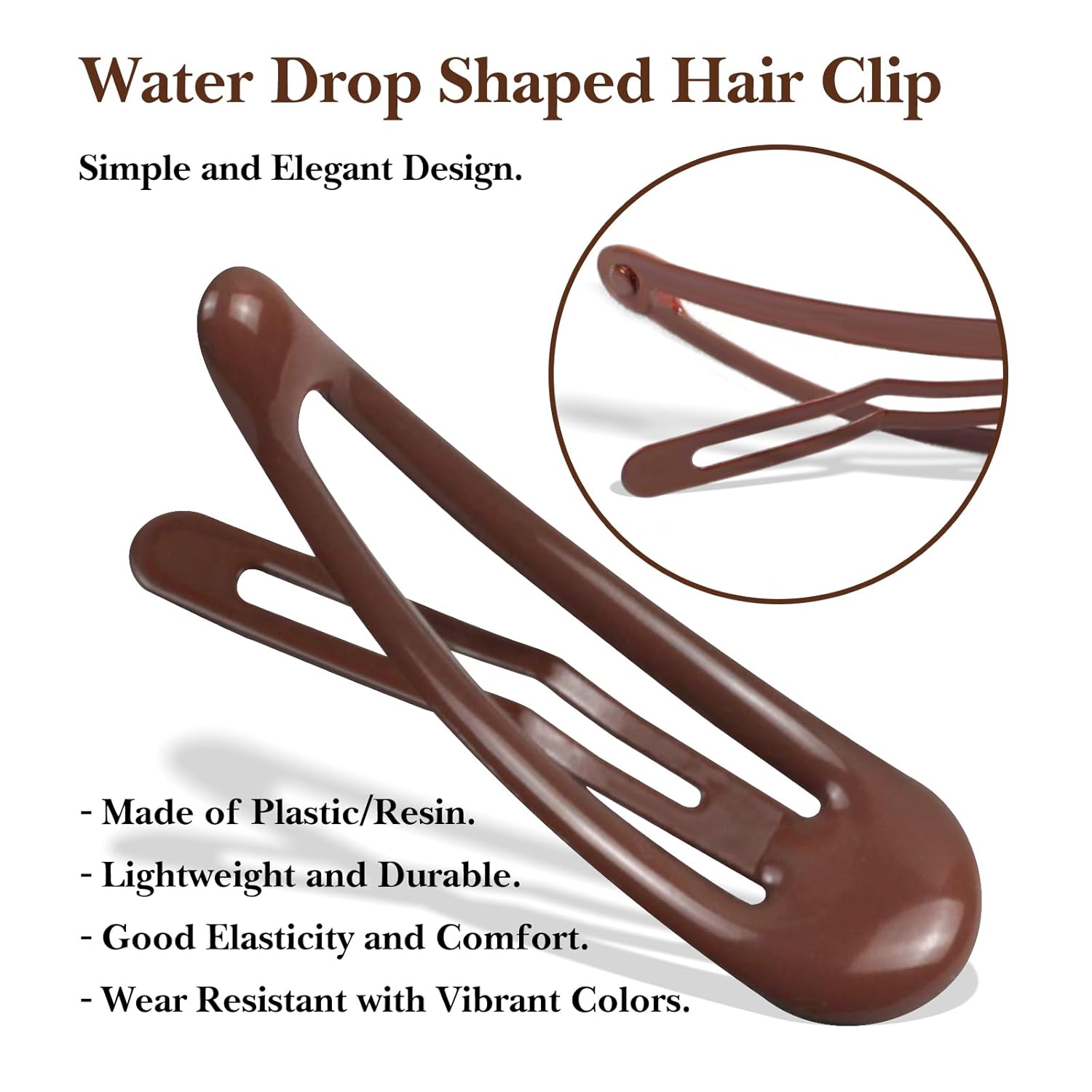 20 Pieces No-Slip Water Drop Hair Clips – Snap Barrettes for Women, 1.96 Inch, Simple & Elegant Design - Image 2