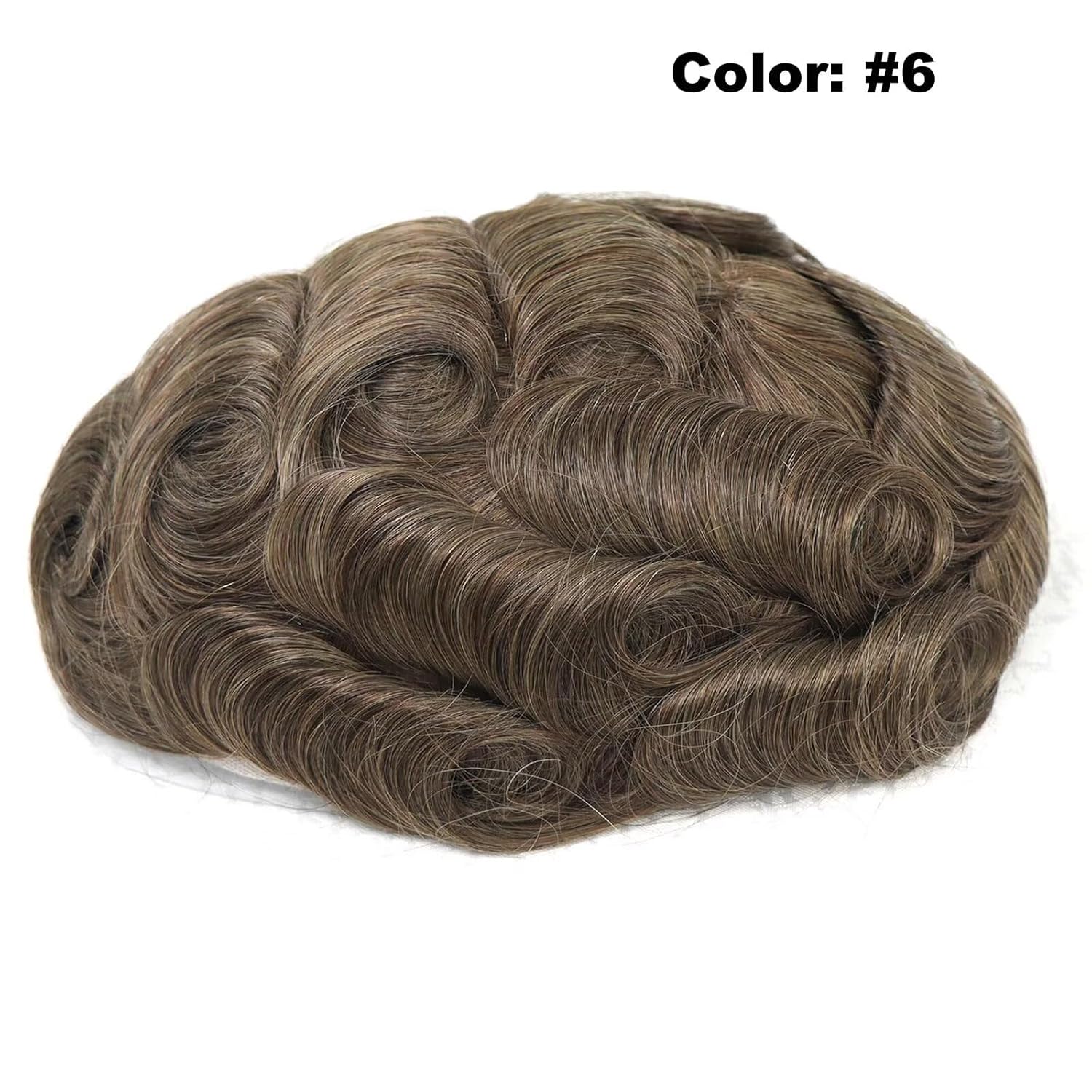Toupee Hair Piece for Men Indian Remy Human Hair Monofilament Top Lace Front Mens Hairpiece Hair Replacement System with Pu around Male Toupee Peluquines Para Hombre 6x8 Inch #6 Medium Light Brown