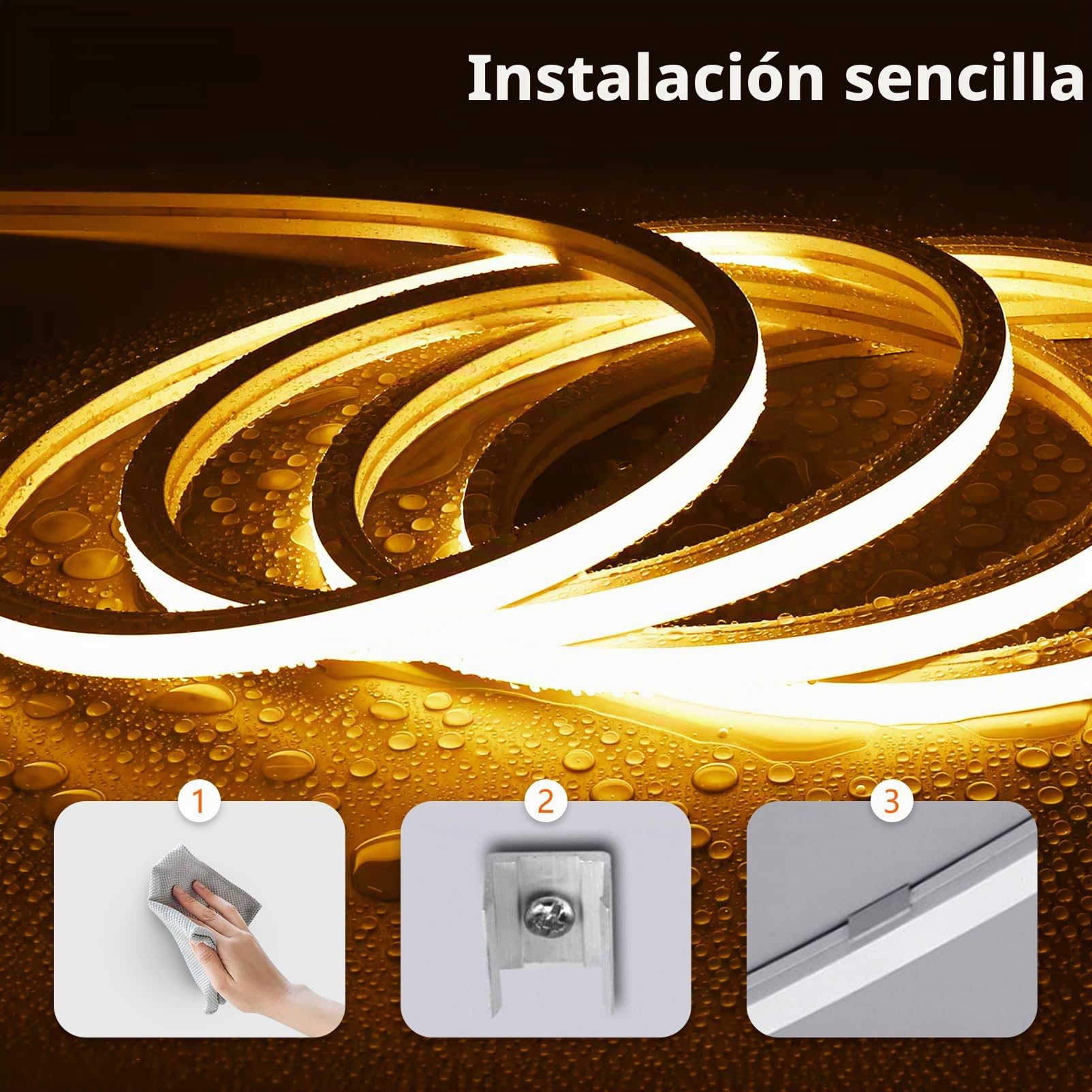 10 Metros Neon Tira de Luces LED Habitacion Sin Transformador Silicona 220V Tiras LED de Interior Exterior Impermeable IP65 Blanco Cálido 3000K Fita Leds Strip Neón Flexible 10m 120 LED/m