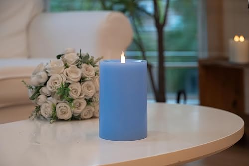 Miniatura 25 de Velas de pilar sin llama parpadeantes con temporizador remoto, vela LED que funciona con pilas de hasta 400 horas, velas de cera real con llama