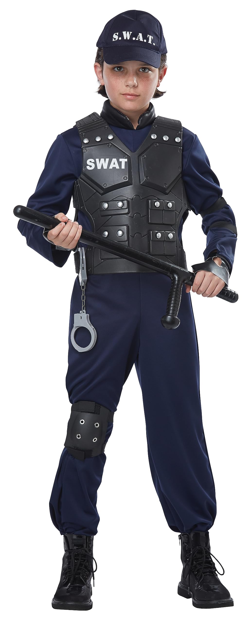 California Costumes SWAT-Kinderkostüm mit Brustpanzer Karnevals-Verkleidung blau-schwarz - 152 (10-12 Jahre)