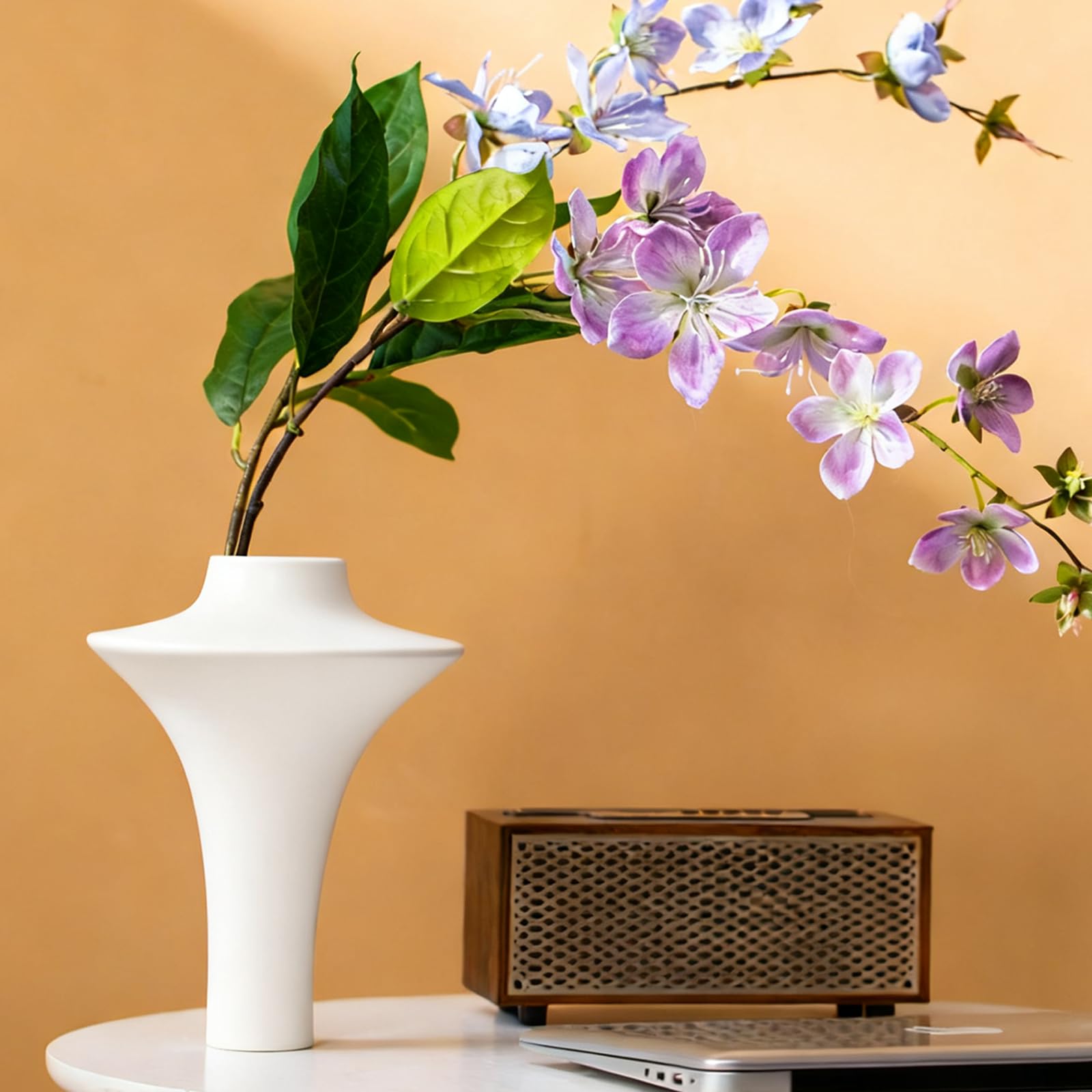 Keramik Vase, SUKIYPO Klein Moderne Vasen für Nordisches, Deko Wohnzimmer Mini Vasen (Wolkenschattenweiß)