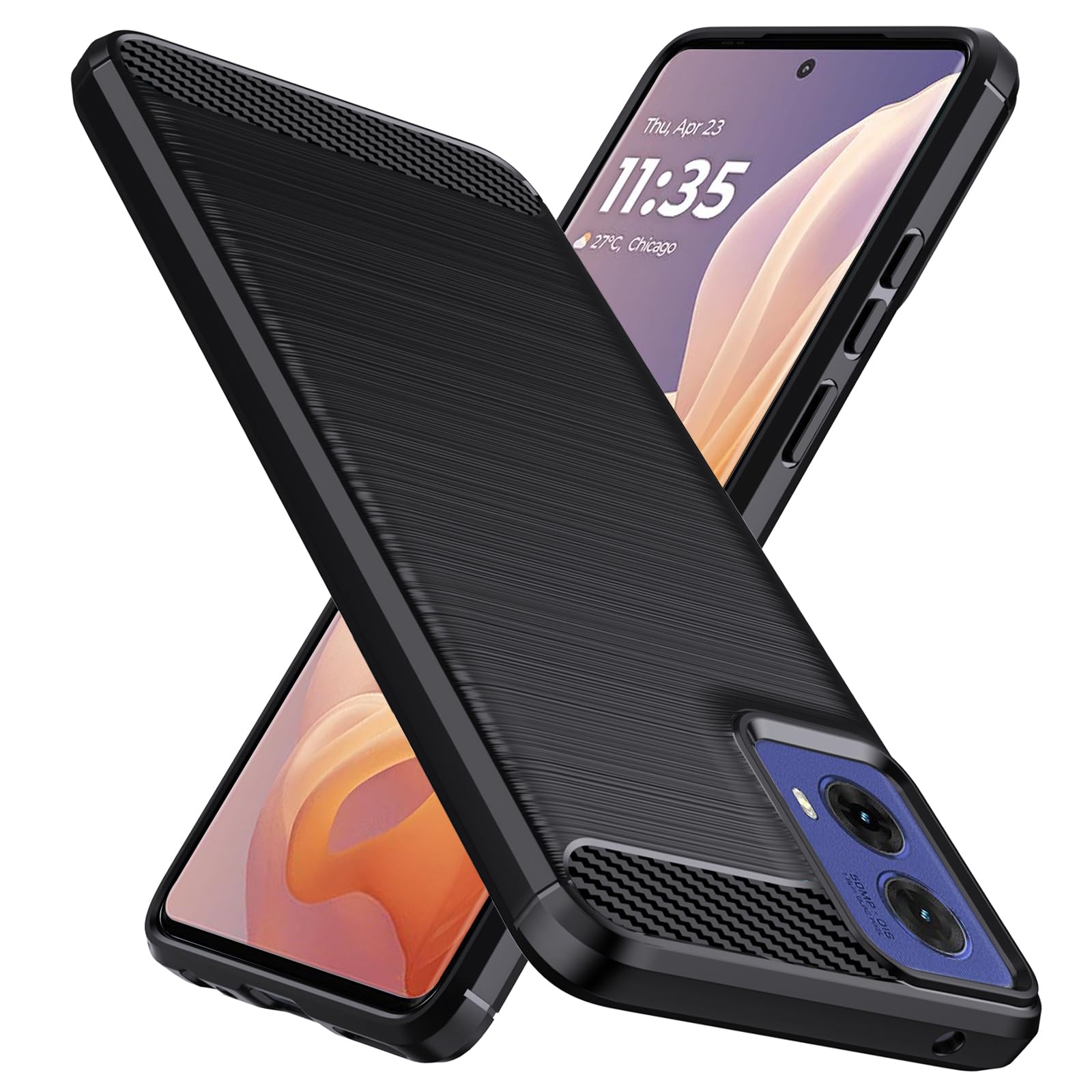 NatbokCase for Motorola Moto G85/Moto edge 50 Fusion 5G, Military-Grade Shockproof Moto G85 Phone Case, [Carbon Fiber Texture] Soft Flexible TPU Slim Anti-Scratch Cover for Moto G85 Case,Black