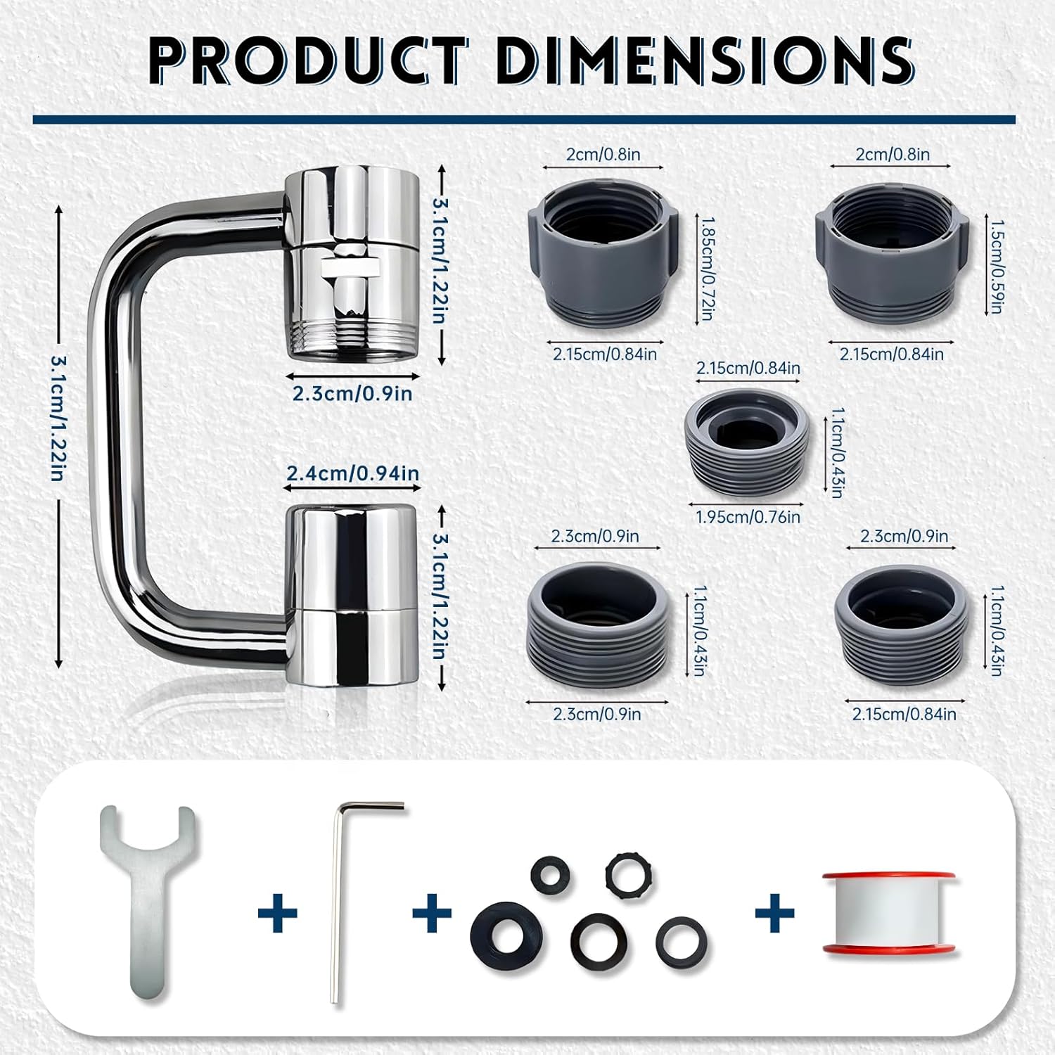 2 PCS 1440° Rotatable Faucet Extension, 1080° Swivel Faucet Aerator Extender, 2 Mode Adjustable Rotating Universal Sink Faucet for Kitchen Bathroom Sink Silver