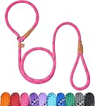 5 FT Slip Lead Dog Leash, Heavy Duty Rope Leash for Small Medium Large Dogs, No Pull Training Lead with Reflective Thread, Strong Comfortable Loop Leash (Black Stripe, Medium(3/8"))