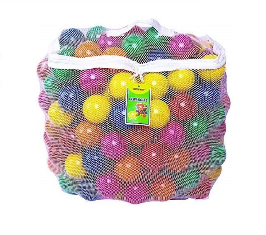 Click N' Play 400 pack of phthalate-free BPA-free crush-proof plastic ball pit balls in 6 bright colors with storage bag | Mubboo