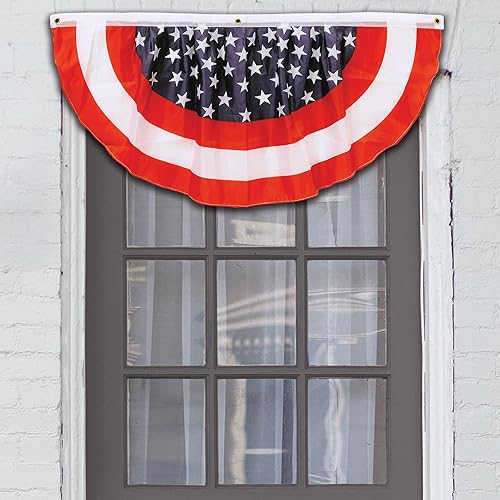 Miniatura 6 de Guirnalda de tela con estrellas y rayas de 4 pies (paquete de 1), Paquete de 1, Rojo/Blanco/Azul