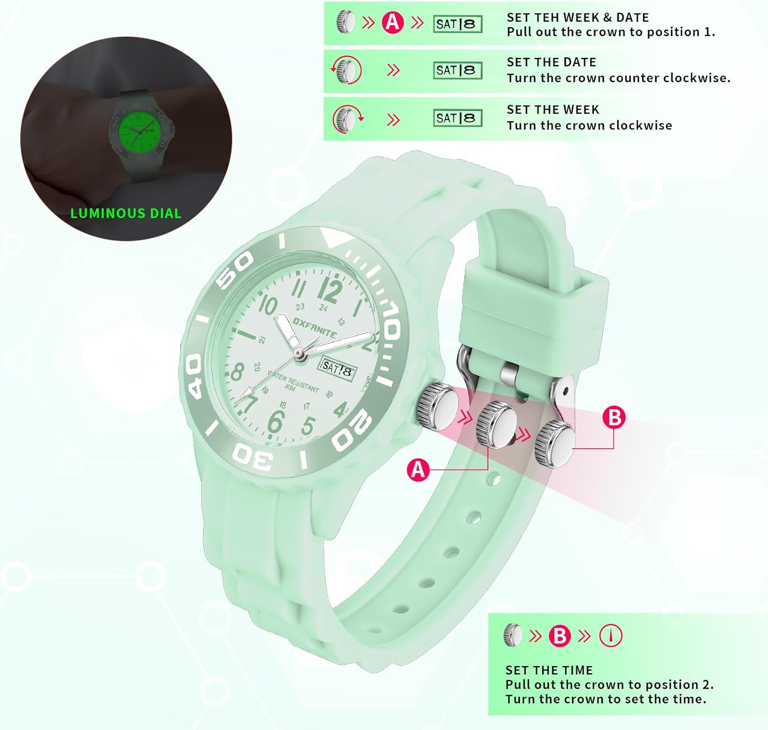 Waterproof Nurse Watch for Medical Professionals,Students, Women Men, Military Time Easy to Read Dial, 24 Hour with Second Hand, Soft and Breathable Silicone Band - Image 5