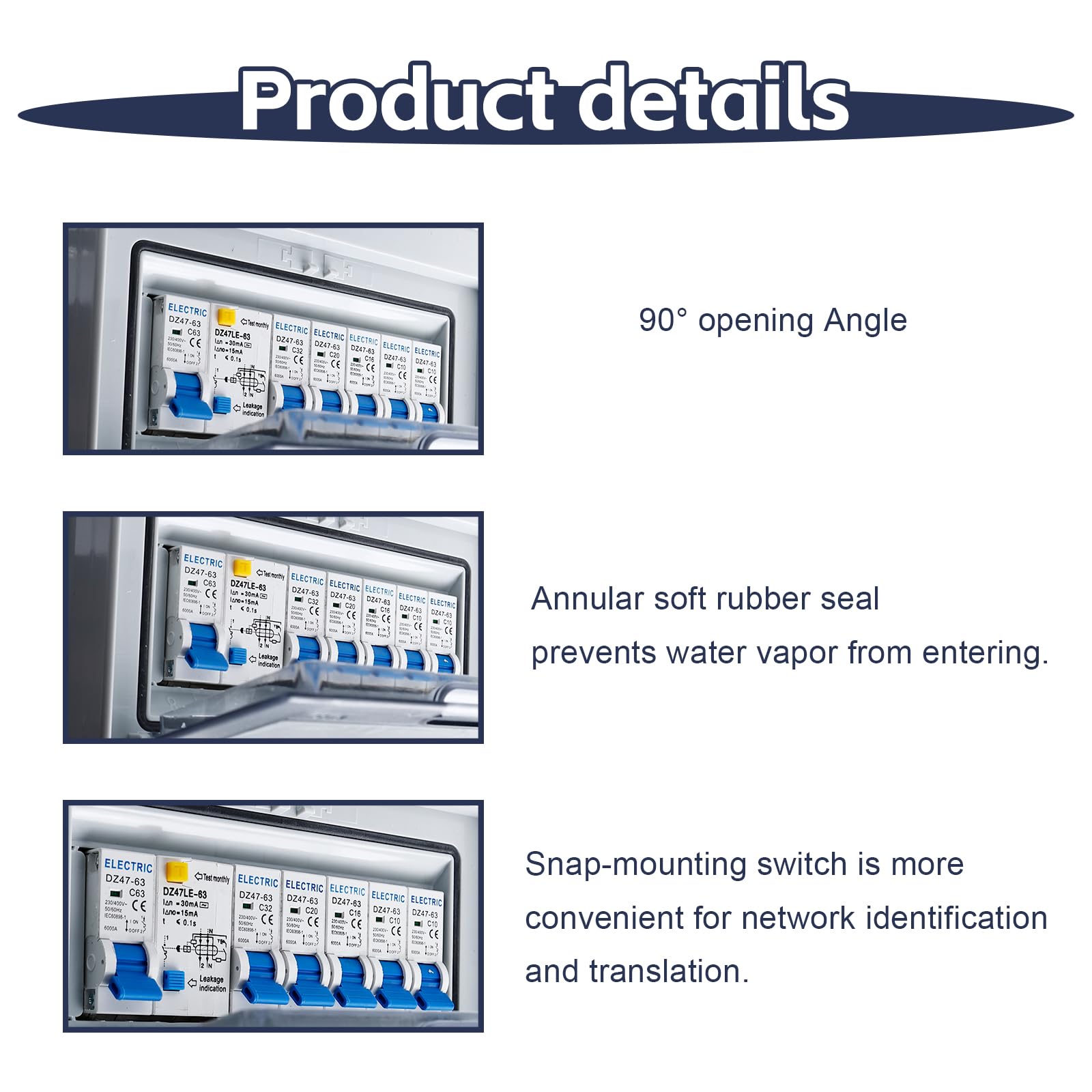 Caja de fusibles, caja de distribución, distribuidor de corriente para construcción, distribuidor de pared con interruptor de protección Fi, IP65, resistente al agua, distribuidor de corriente para