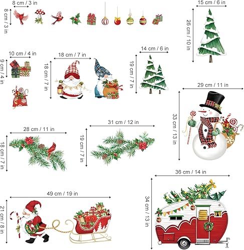 Miniatura 5 de decalmile Calcomanías de pared para árbol de Navidad, camping, coche, muñeco de nieve, calcomanías de pared para comedor, cocina, ventana de