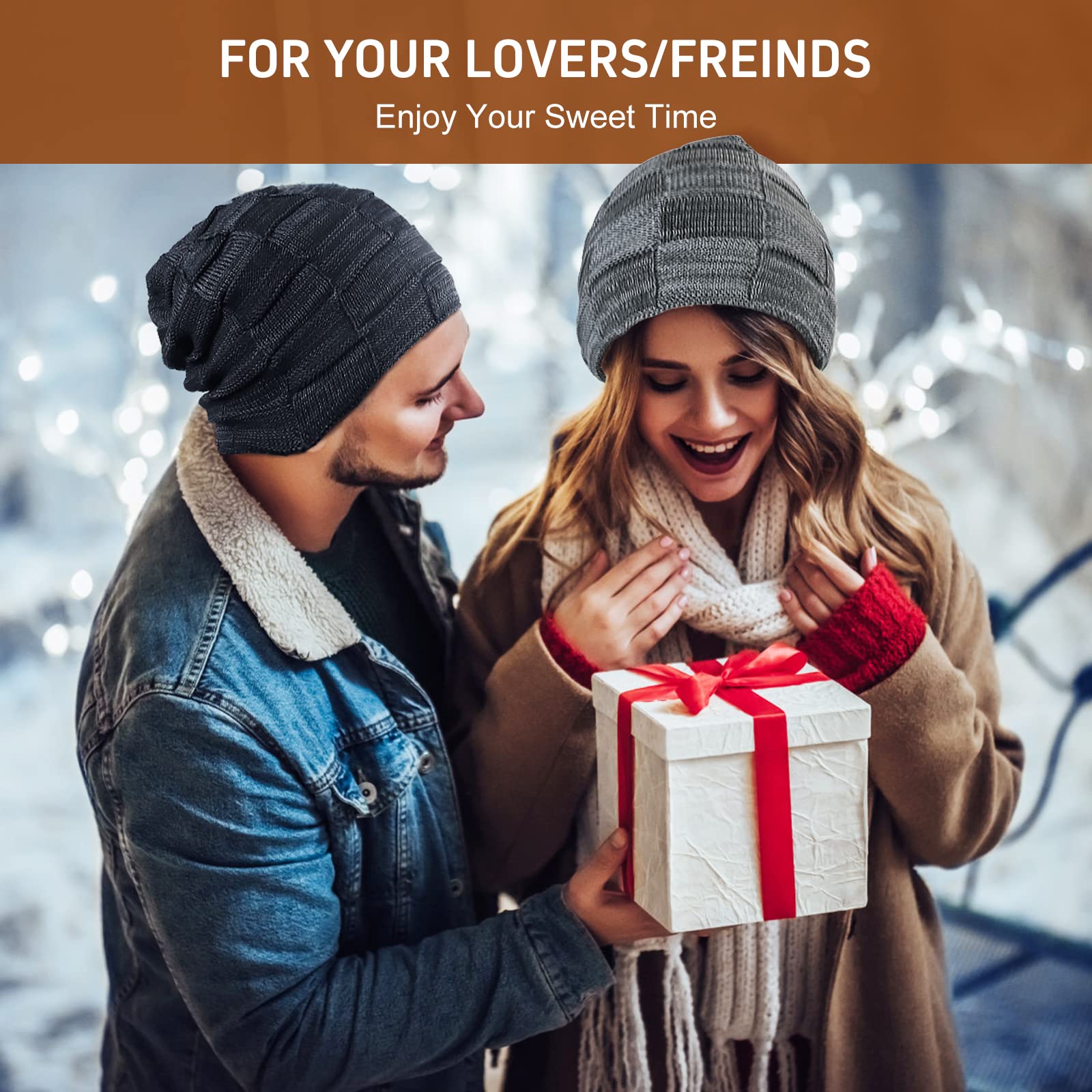 UPhitnis Berretto Uomo Caldo in Maglia Cappello Invernale Uomo Foderato Berretto Invernale Beanie Modello Intessuto con Soffice Fodera Interna in Pile