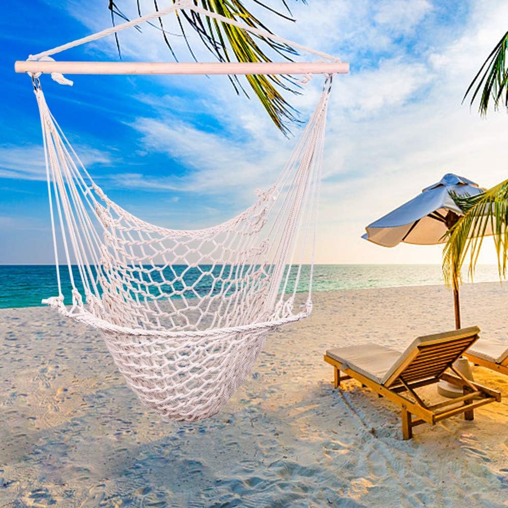 XINGYAO Cotton Rope air Hammock Chair, 250 pounds Maximum, Off-White, Fashionable and Durable