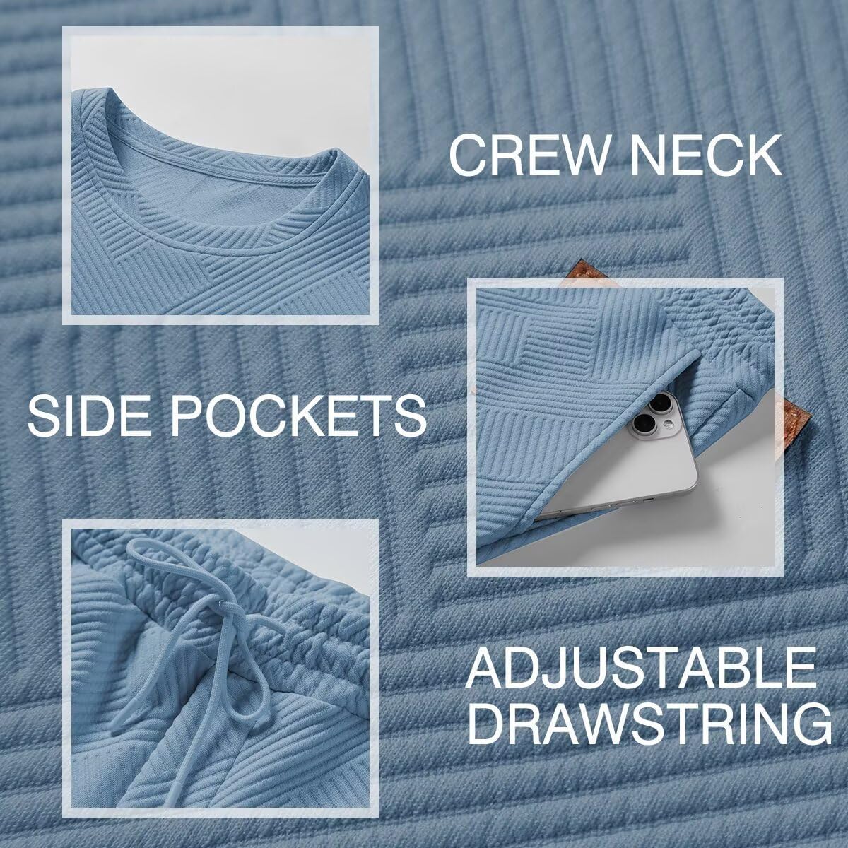 Dokotoo Men Men's 2 Piece Sweatsuits Outfits Casual Crewneck Jacquard Sweatshirt Joggers Sweatpants Set Tracksuit