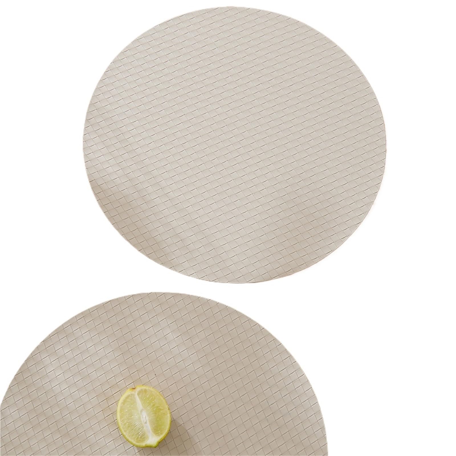 Manteles Individuales Lavables Manteles Individuales Redondos de Cuero Tejido, Impermeables y Lavables, for la Mesa del Comedor Cocina para Cocina(Beige 4pcs)