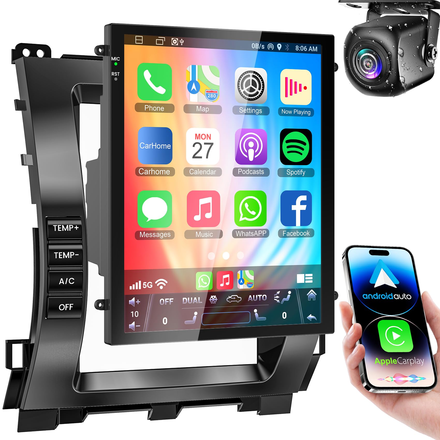 Android 15 Car Radio for Lexus GX470 2002-2009 & Toyota Prado, Support Wireless A-pple CarPlay & Android Auto, GPS Navigation Stereo,Bluetooth 5.2, Mirrorlink,FM/RDS, Backup Camera, 4G+64G