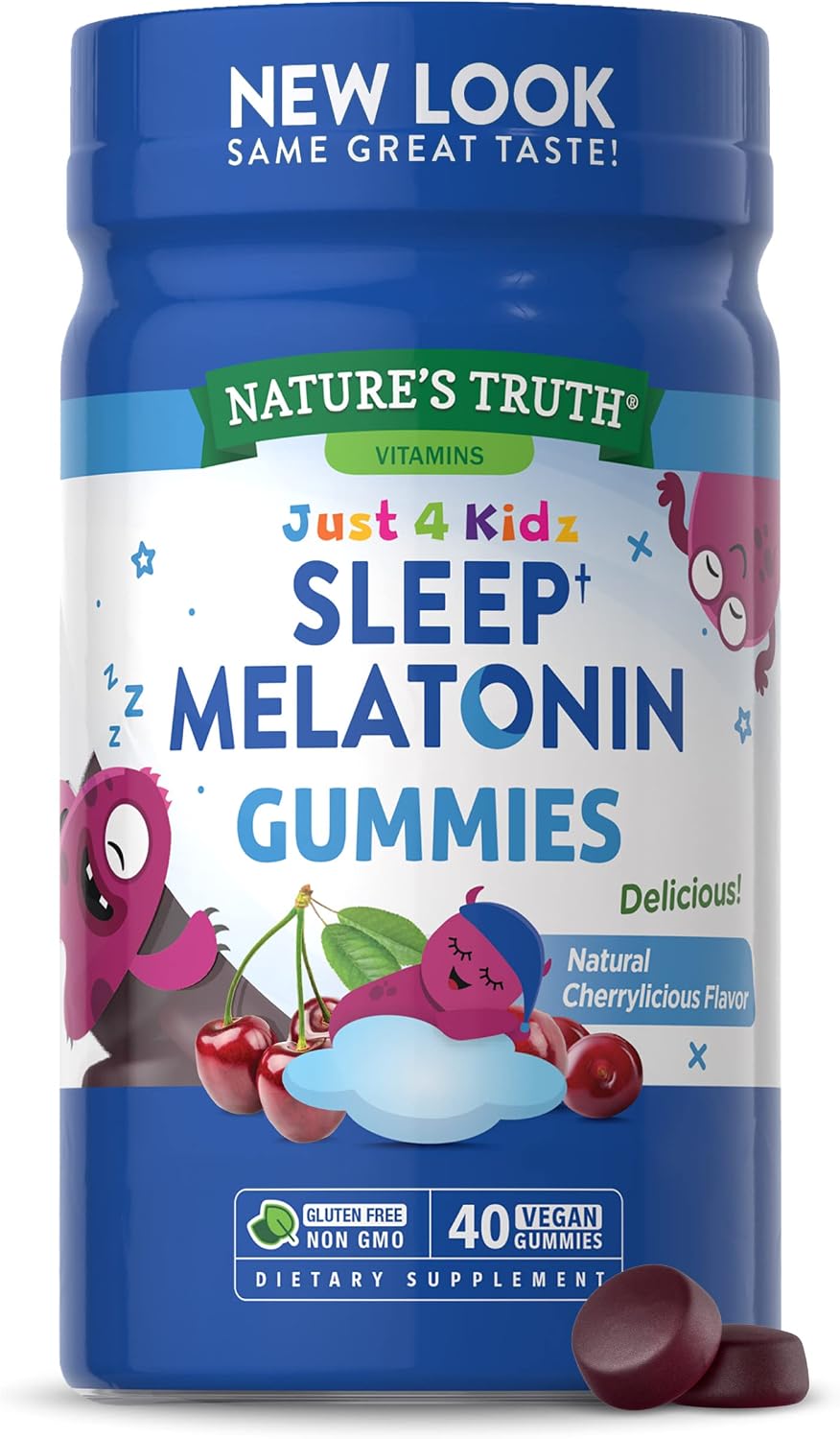 Nature's Truth Kids Melatonin Gummy | 1mg | 40 Count | Vegan, Non-GMO & Gluten Free Gummies | Cherry Flavor