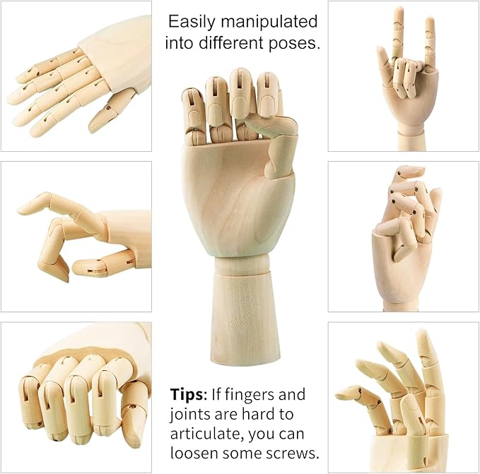 Kit de Figura de Maniquí de Madera 12" Mano y 8" Cuerpo para Dibujo miniatura 2