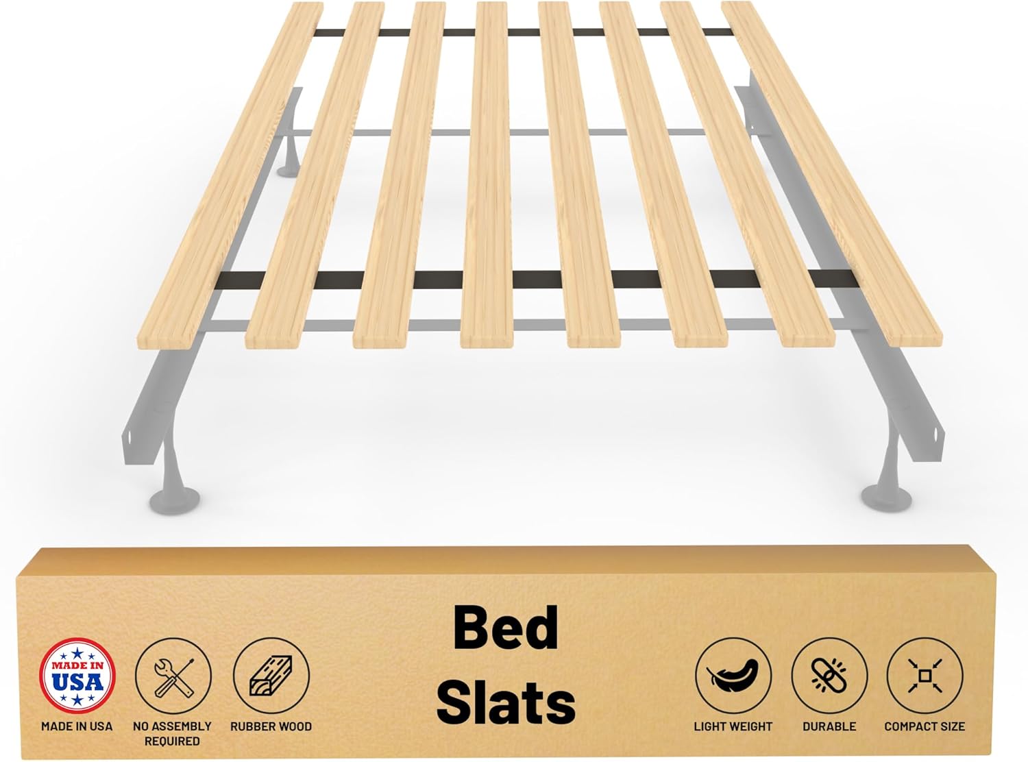 Greaton, 0.75-Inch Vertical Wooden Bunkie Board/Bed Slats, Twin, Grey