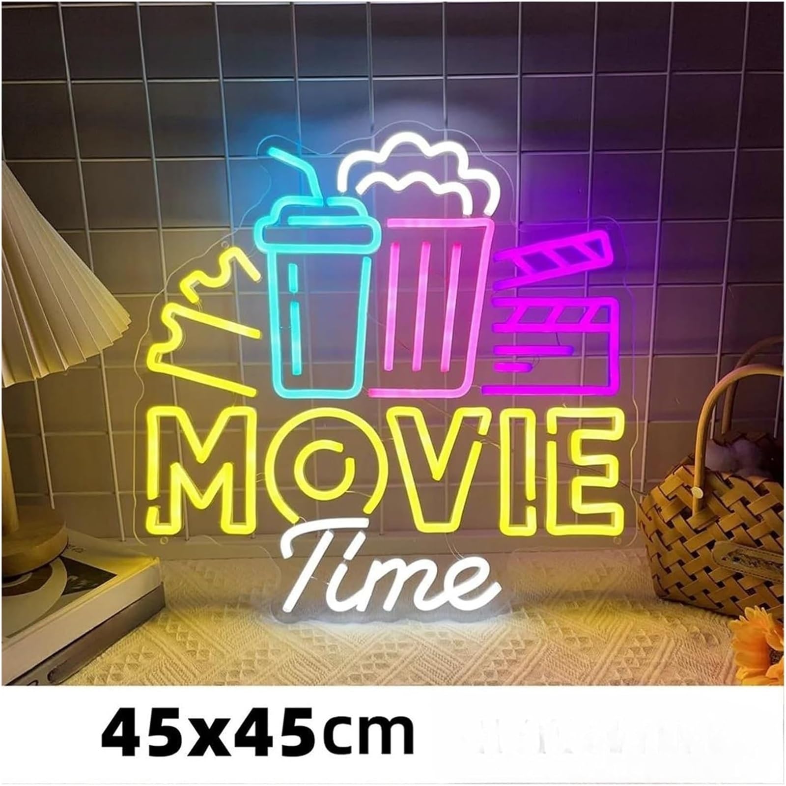 Lampada al neon Lampada al per neon con atmosfera rilassante per il cinema, luci, decorazioni murali(45x45cm)
