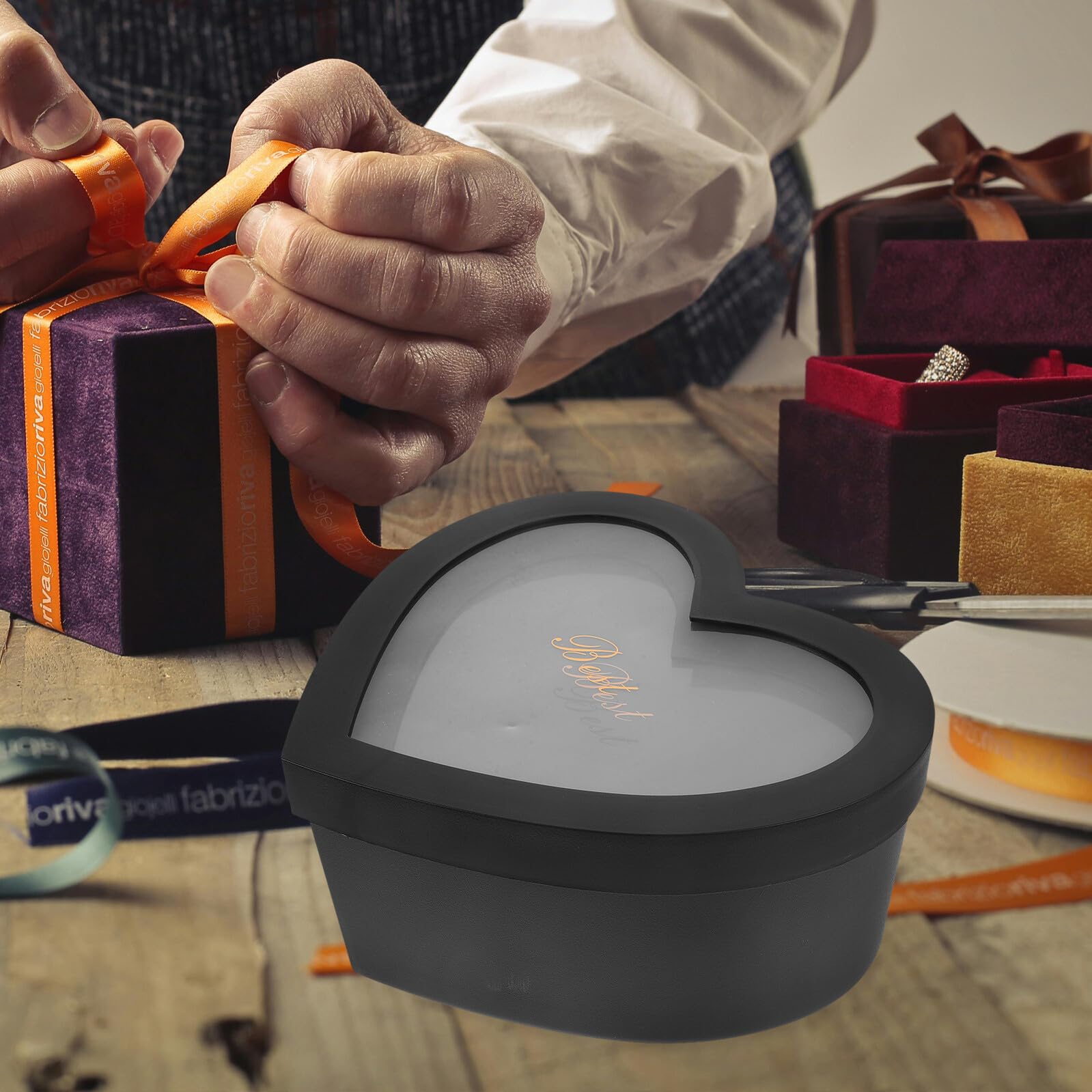 Hoement Herzförmige Blumen Aufbewahrungsbox mit Transparentem Fenster Dekorative Geschenkbox für Valentinstag und Schmuck 2 Stück mit Stabilem Sockel