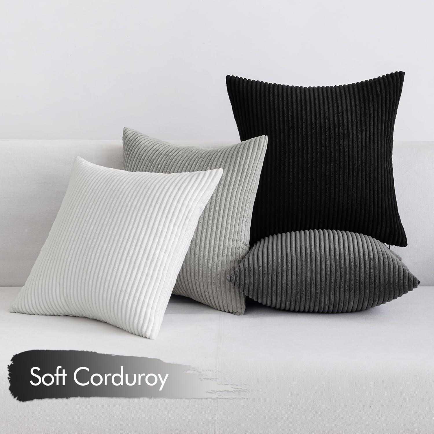 Slozzi Set of 4 Corduroy Cushion Covers, Sofa Cushion Covers, Decorative Cushion Cover, Couch Cushion, Soft, for Sofa Bedroom - Image 4