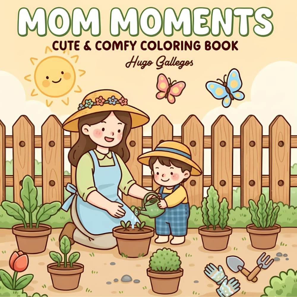 Mom Moments Cute & Comfy Coloring Book: Featuring Adorable Mother and Child Bonding Scenes, Wholesome Daily Activities, and Relaxing Gardens for Kids and Adults