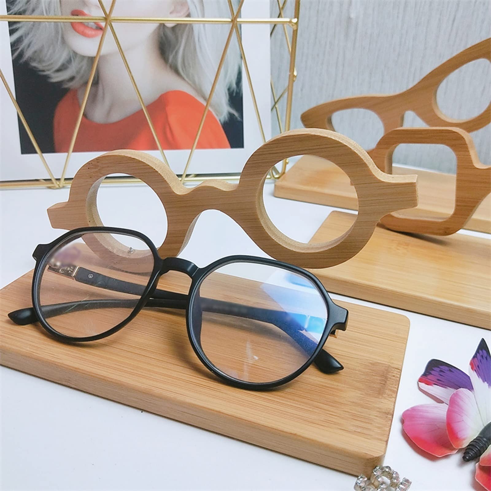 UNNS Kreative Brille Display Ständer Sonnenbrillen Display Ständer Brille Lagerräder Brille Halteholz Holz (Color : A)