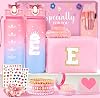 Personalised Makeup Bag - Birthday Gifts for 4 5 6 7 8 9 10 11 12 Year Old Teenage Girls, Initial Teenage Girl Gifts - Preppy Stuff Cosmetic Bags Womens Stocking Filler Gifts (Pink E)