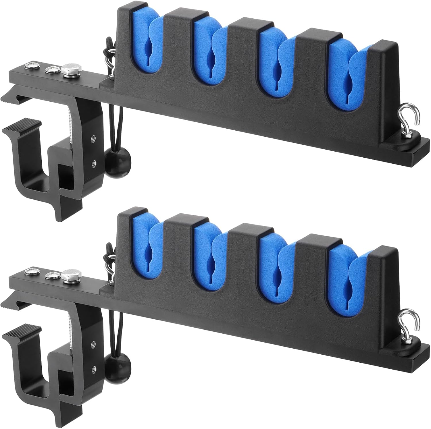 Fishing Rod Holder for Truck, Boat, Clamp on Fishing Pole Racks Holds 4 Rods, Aluminum