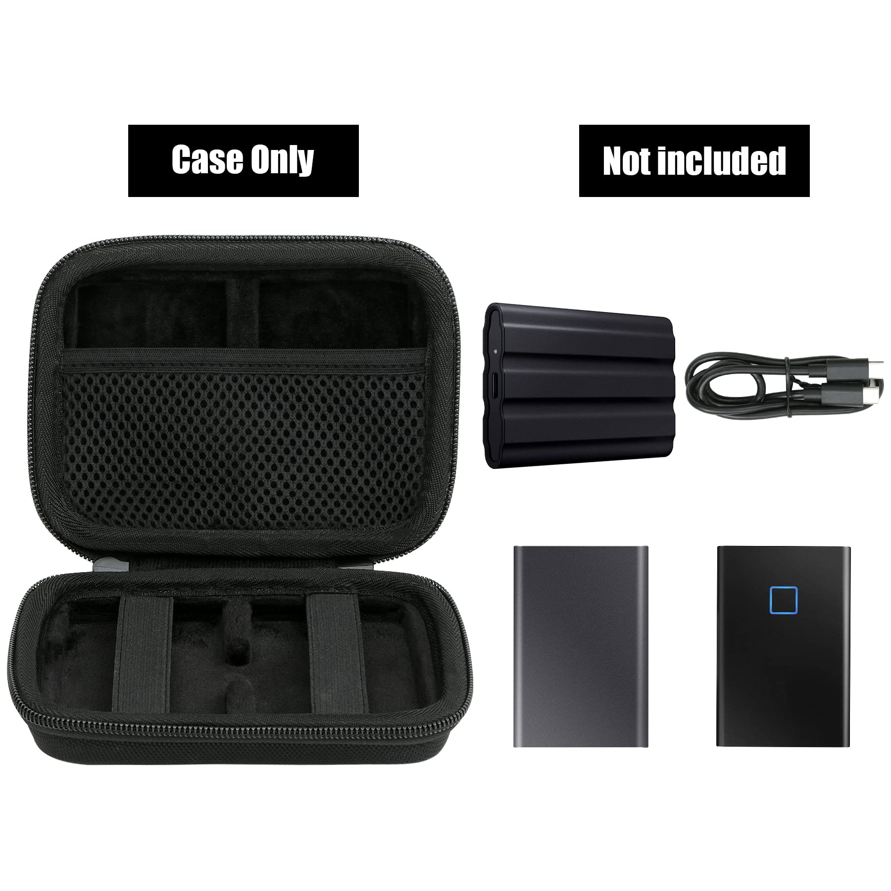 Aenllosi Borsa Case Custodia per Samsung T7/T7 Shield/T7 Touch/T9 SSD Esterno Portatile Hard Disk Esterno (Ferroso)