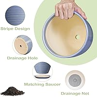 Vista 6 de Macetas de cerámica de 6 pulgadas para plantas, macetas de cerámica con orificio de drenaje y platillo, maceta para plantas de interior, maceta