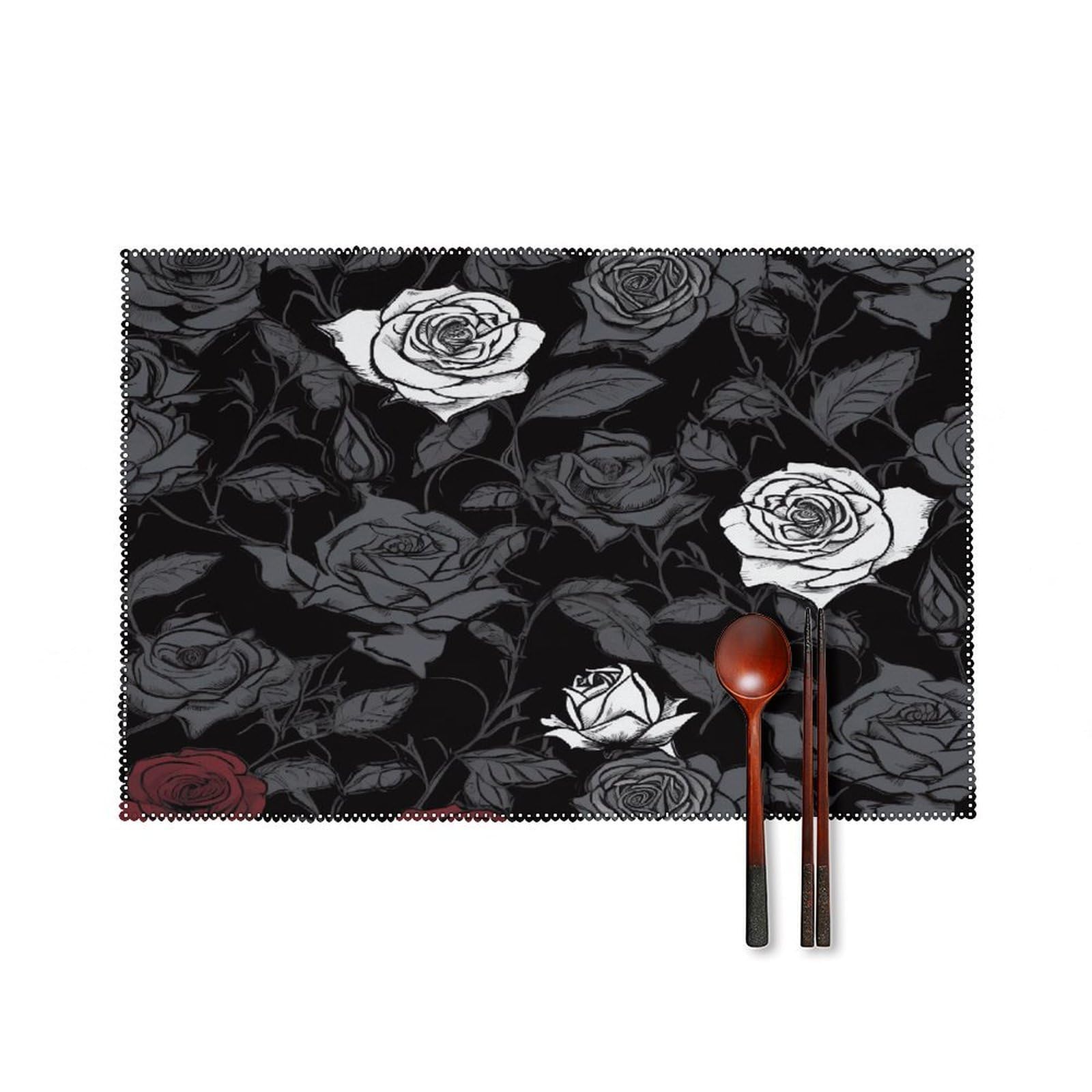 Rose Gothic Placemats Set of 4 Canvas Place Mats Non-Slip Heat Resistant Table Mats Washable Waterproof Placemat Wipeable Tablemats for Kitchen Dining Decor Place Mat